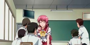 Sensual anime school babe giving her coed a boner