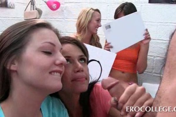 College hotties giving blowjobs at dorm room sex party