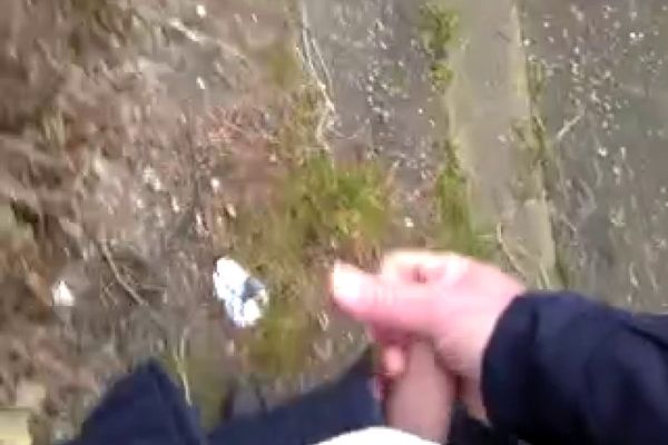 Wanking outdoor bathroom blonde